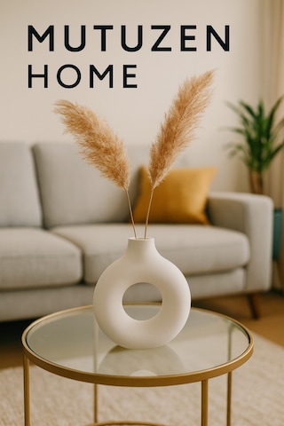 Minimal Tasarımlı Halkalı Vazo Antik Beyaz