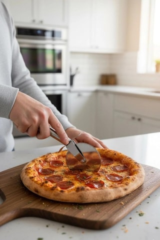 Paslanmaz Çelik Hamur Kesme Ruleti, Pizza Kesici Rulet, 20 Cm, 9 Cm Çap Diğer