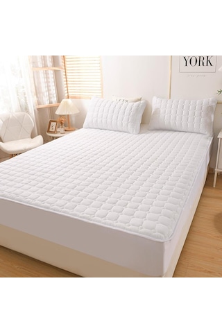 Yifomall 2022 Yeni Kalın Tüylü Yorganlı Matras Koruması, Tam Kaplayan Beyaz 150x200+30cm Tekli Matras Örtüsü, Ev Kullanıma Pratik Ve Konfor Sağlar DiğER