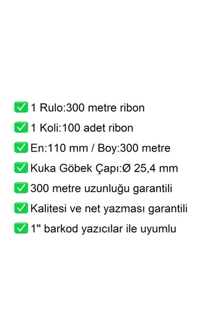 110x300 Wax Ribon En:110 Mm Boy:300 Metre 100 Adet 100