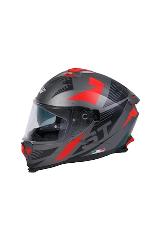 Sway Sw 865 St Kapalı Kask Gri - Kırmızı