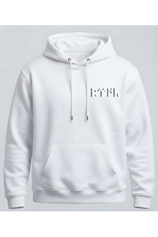 Berru Butik & Textil Kartal Ve Kurt Figürlü Baskı Detaylı Kapşonlu Hoodie / Sweatshirt Kişiselleştirilebilir Beyaz