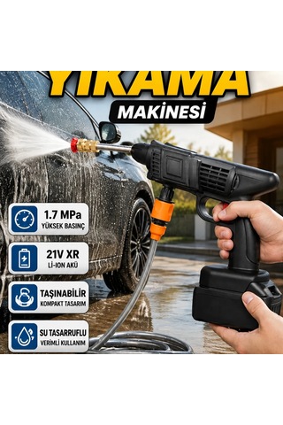 Akülü Araba Yıkama Makinesi 21v Xr Li-ıon 1.7 Mpa Basınçlı Taşınabilir Model
