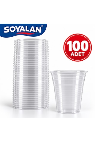 Soyalan 100'lü Plastik Bardak Şeffaf Tek Kullanımlık Su Meşrubat Bardağı