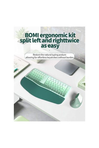 Mofıı Bomı Kablosuz Klavye Mouse Seti 2.4g Ergonomik 84 Tuş Renk Geçişli Set Optik