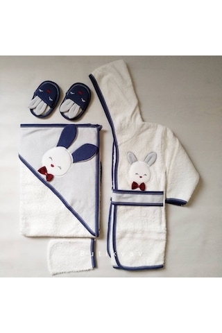 Gaye Bebe Erkek Bebek Tavşanlı Bornoz Seti