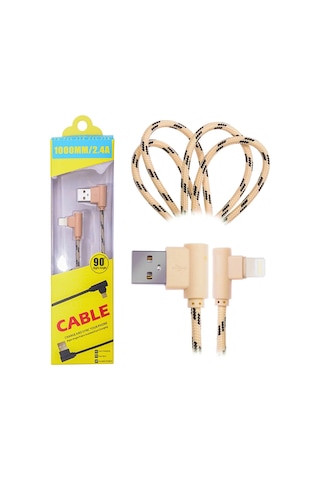 Ally Apple iPhone Uyumlu Lightning Eğik Başlı Halat Usb Kablo 1metre- 5775 Standart