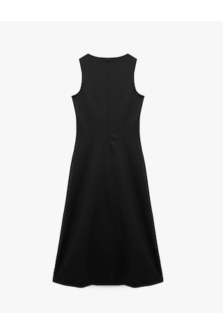 Koton Dikiş Detaylı Slim Fit Bisiklet Yaka Kolsuz Midi Elbise Siyah 7wak80090ek