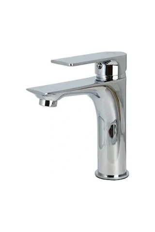 Lüks Sabit Lavabo Bataryası Tek Kollu Musluk Su Tasarruflu Banyo & Mutfak Uyumlu Gümüş