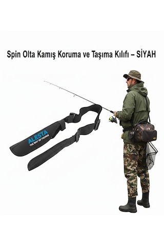 Alesta Ayarlanabilir Askılı Olta Koruyucu Taşıma Kılıfı Seti - Siyah