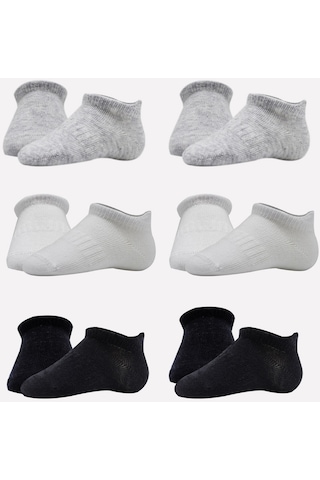 Bistyle 6'lı Sneakers Kaymaz Taban Bebek Çorabı 6112 Gri