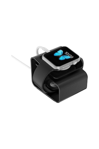 iOS Uyumlu Watch Seri 6 44 Mm Için Alüminyum Şarj Standı - Siyah (473995957)