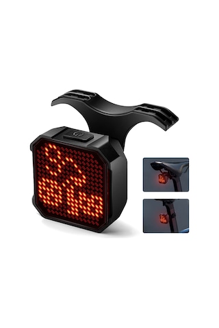 Lemestar Bisiklet Akıllı Fren Sensörlü Arka Işığı - 244 Piksel Led, Uygulama İle Özelleştirilebilir, Ip66 Su Geçirmez, Abs+pc Malzeme Siyah