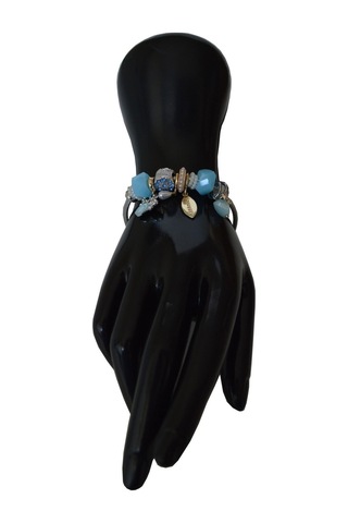 Uzel Çelik Gümüş Silver Model Forever Yazılı, Arı Charmlı Çelik Bileklik Mavi