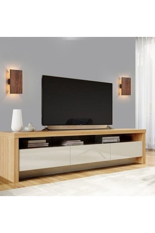 Yansıtma Tasarımlı Çift Yönlü Doğal Ahşap Salon Aplik Avize Ahşap