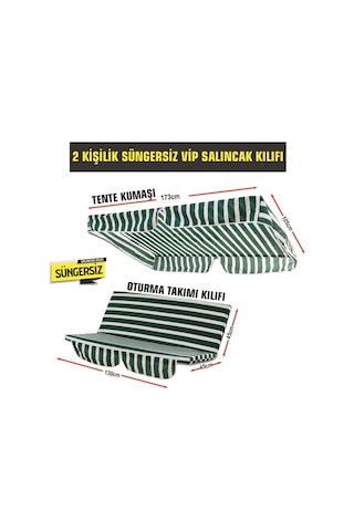 Viphomeconcept Gölgelikli 2 Kişilik Salıncak Minder Kılıfı (Süngersiz) Yeşil-Byz Yeşil