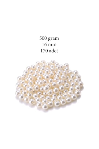 500 Gram 16mm Krem Renk Plastik İnci Boncuk Çanta Ve Takı Yapım Boncuğu 170 Adet