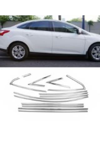 Ford Focus 2012 2017 Sedan Cam Çerçevesi Set - Focus 3 Sd Cam Çeçrvesi Krom