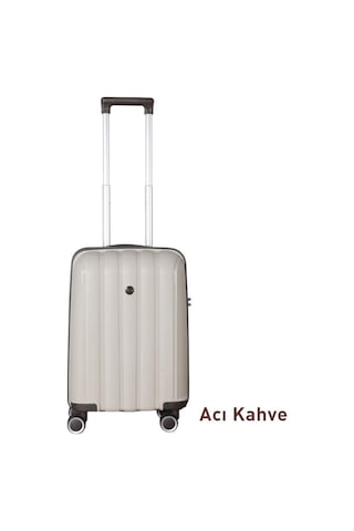 Mçs Bavul Orta Ve Kabin 2li Set Kırılmaz Silikon Valiz V305 Kemik/acıkahve Kemik