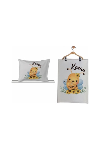 Pia Baby 2015 Isme Özel Arılı Bebek Yastık Battaniye Set Çok Renkli