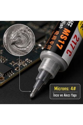 Ms17 Kurşunsuz Şırınga Krem Lehim Solder Paste 217 Derece 20g 7.5 Cm