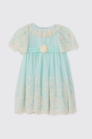 Patachou Kız Bebek İşlemeli Gül Detaylı Mint Elbise Yeşil