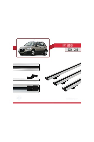 Fiat Sedici 2006-2013 Arası İle Uyumlu Basic Model Ara Atkı Tavan Barı Gri 3 Adet