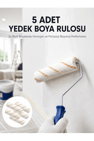 5 Li Mini Rulo Boya Seti Duvar Tavan Emülsiyon Uygulama Altın