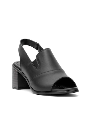 Venüs 24381825y Kadın Hakiki Deri Topuklu Sandalet Siyah Siyah