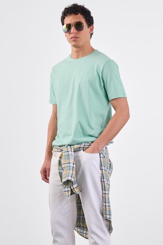 Dufy Mint Yeşili Bisiklet Yaka Pamuklu Düz Renk Slim Fit Erkek T-shirt Mint Yeşili