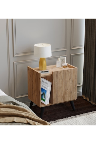 50 Cm Mdf Modern Ayaklı Ahşap Komodin Çok Amaçlı Dolap Yan Sehpa