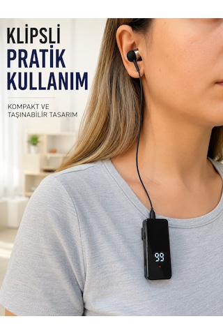 Klipsli Bluetooth Kulaklık Kısa Kablolu Tek Kulaklık Taşınabilir Günlük Kullanım - Lisinya Standart