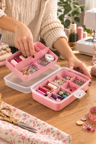 Porsima 1192-2 Premium 12 Bölmeli Çok Amaçlı Organizer Saklama Ka Pembe