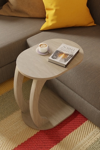 Oval Traverten C Sehpa Modern,tekerlekli Yan Sehpa Salon, Ofis, Yatak Odası Traverten