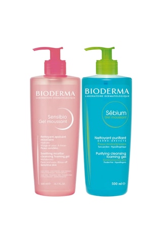 Bioderma Sebium Karma ve Yağlı Ciltler İçin Yüz Yıkama Jeli 500 ML + Sensibio Hassas Ciltler İçin Yüz Yıkama Jeli 500 ML