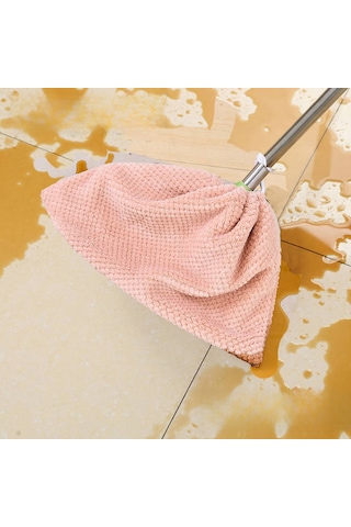 Kosona Halka Yıkama Ve Süpürme 2'li Fonksiyonlu, Kalın Su Emici Ananas Desenli Bez, Pembe Esnek Tip Opp Paketli