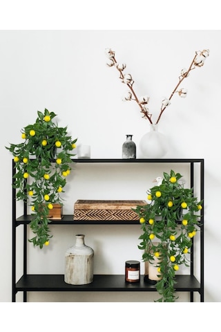 Yapay Çiçek Saksıda Sarkan Limon 60*20cm