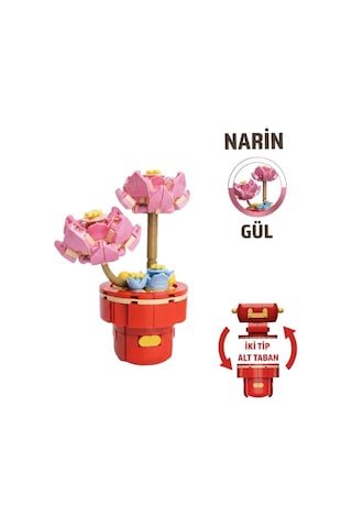 Dostoys Yapı Taşı Serisi Çiçek Yapım Seti Narin Gül 175 Parça