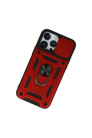 Newface - 512 - İphone 13 Pro Kılıf Pars Lens Yüzüklü Silikon - Matxzngz - - Kırmızı
