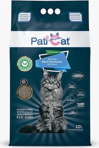 Paticat Aktif Karbonlu Topaklaşan Bentonit Kedi Kumu 10 L