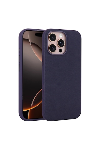 Maks Technology Apple Uyumlu iPhone 16 Pro Max Kılıf M-safe Şarj Özellikli Kumaş Tasarımlı Mkst Miami Sert Pc Kapak - Derin Mor