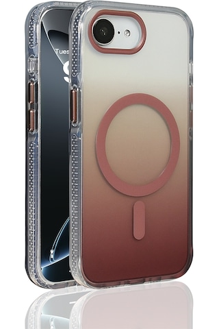 Apple Uyumlu iPhone 16e Kılıf M-safe Şarj Özellikli Transparan Renk Geçişli Zore Toros Kapak Rose Gold