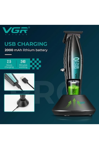 Vgr V-992 Profesyonel 9000 Rpm Yüksek Hız Metal Gövde Şarjlı Saç Ve Sakal Çizim Makinesi