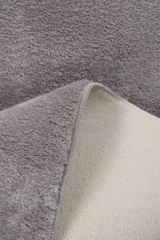 My Evilla Modern Dekoratif Halı Jel Kaymaz Taban Peluş Puffy Kalp (521795801) Gri