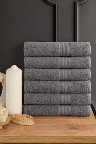 Güvenal Blanc 6'lı 50x90cm El Yüz & Saç Havlusu Seti Havlu El Havlusu Banyo Havlusu I Çeyiz Havlusu - Antrasit