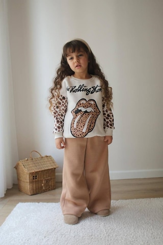 Kız Çocuk İç Pamuklu Leopar Geçişli Trend Rolling Stone Baskılı Alt Üst Takım Sütlü Kahve Renk Leopar / Sütlü Kahve Leopar - Sütlü Kahve