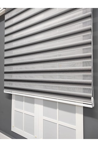 Siyah Gri Geçişli Zebra Stor 200x200 Çok Renkli