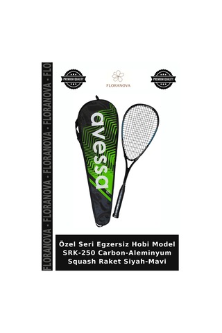 Özel Seri Egzersiz Hobi Model Srk-250 Carbon-aleminyum Squash Raket Siyah-mavi Mavi - Siyah