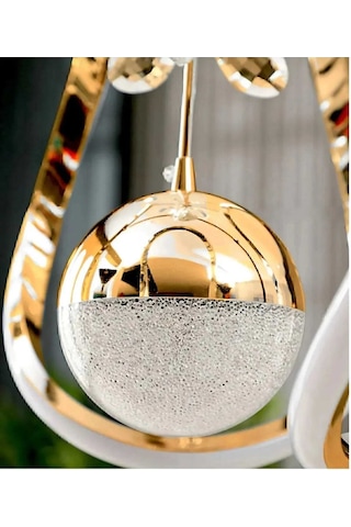 Ey-El Tasarım Galaksi Modern Sarkıt Led Avize 3 Renk Sarı Gold Kaplmalı Toplu Kelebek Taşlı Gold