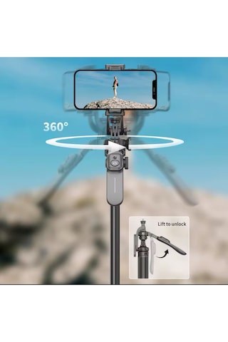 Selfie Stick 360 Derece Bluetooth Kumandalı Selfie Çubuğu Tripod Monopod